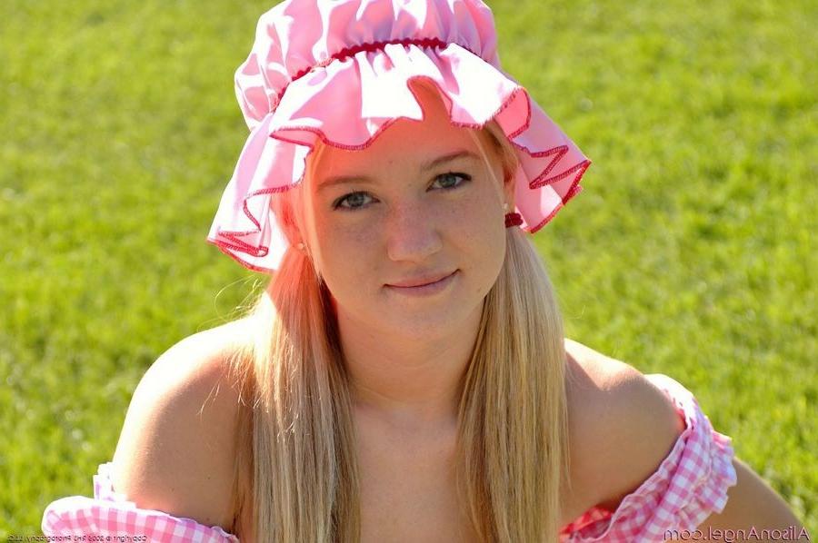 15P Alison dressed up as strawberry shortcake for halloween