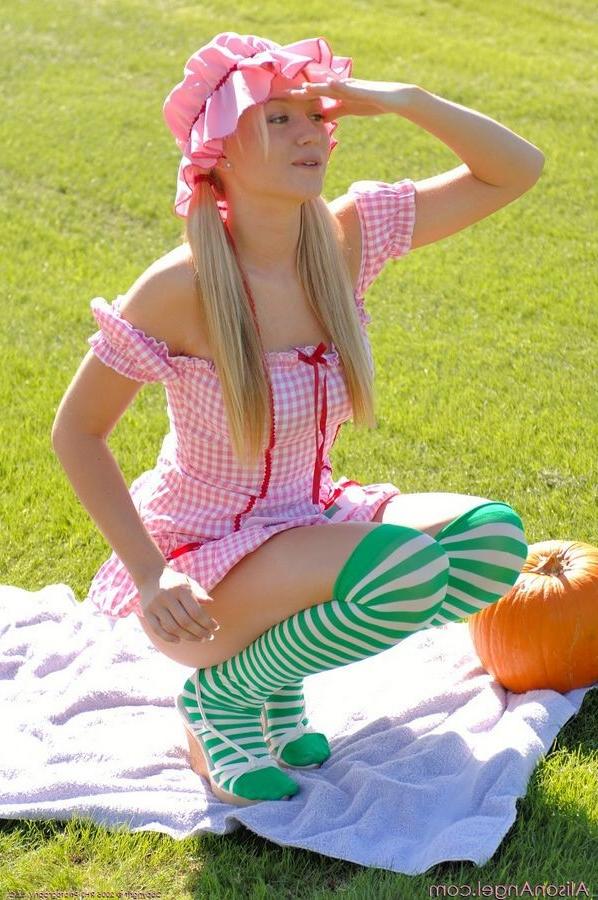 15P Alison dressed up as strawberry shortcake for halloween
