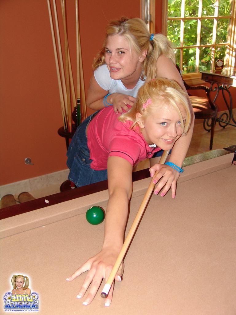 15P Eighteen year old lesbos lick pussy on pool table