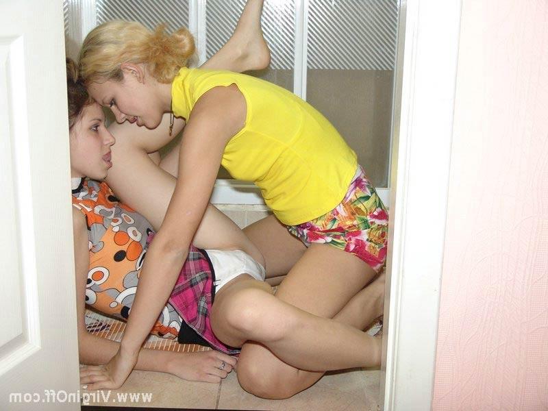 15P Teen lesbian cuties strip off each others clothes