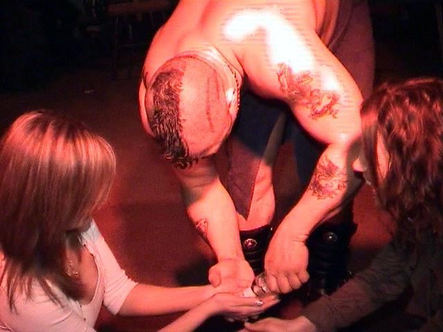 16P amateur party girls with a nude guy