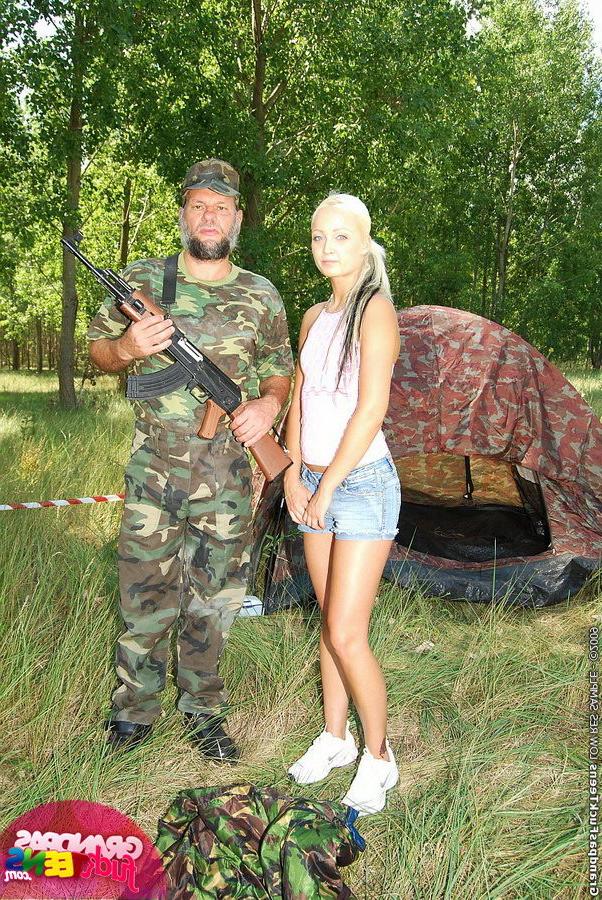16P Old guy fucking a blonde teen outdoors