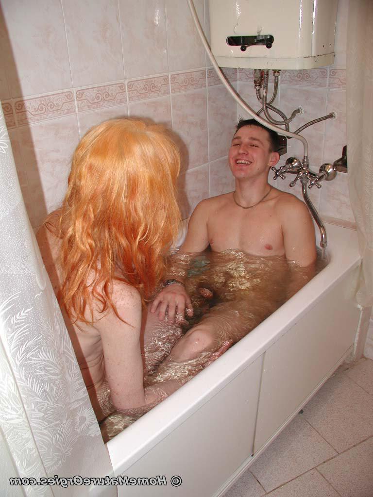 16P Redhead mature small tits sucks big cock young guy