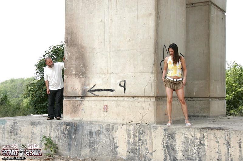 12P Sex under bridge. Old man and girl make love...