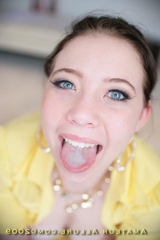 20P Busty blue eyed cutie sucks the cum out of a thick cock