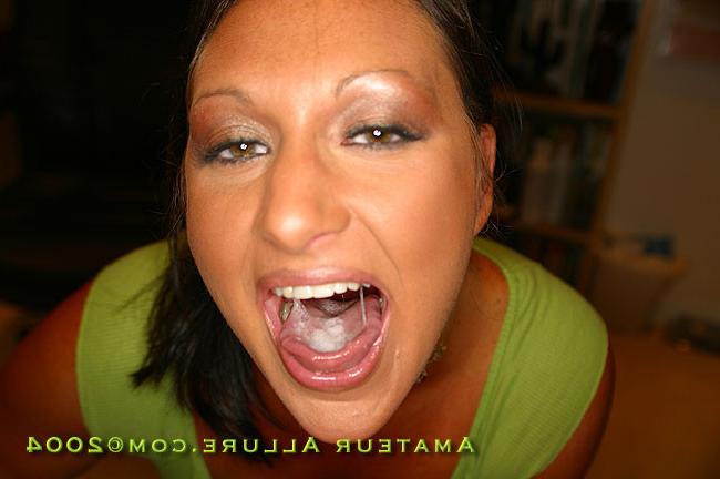 16P busty amateur brunette sucks cock and swallows cum