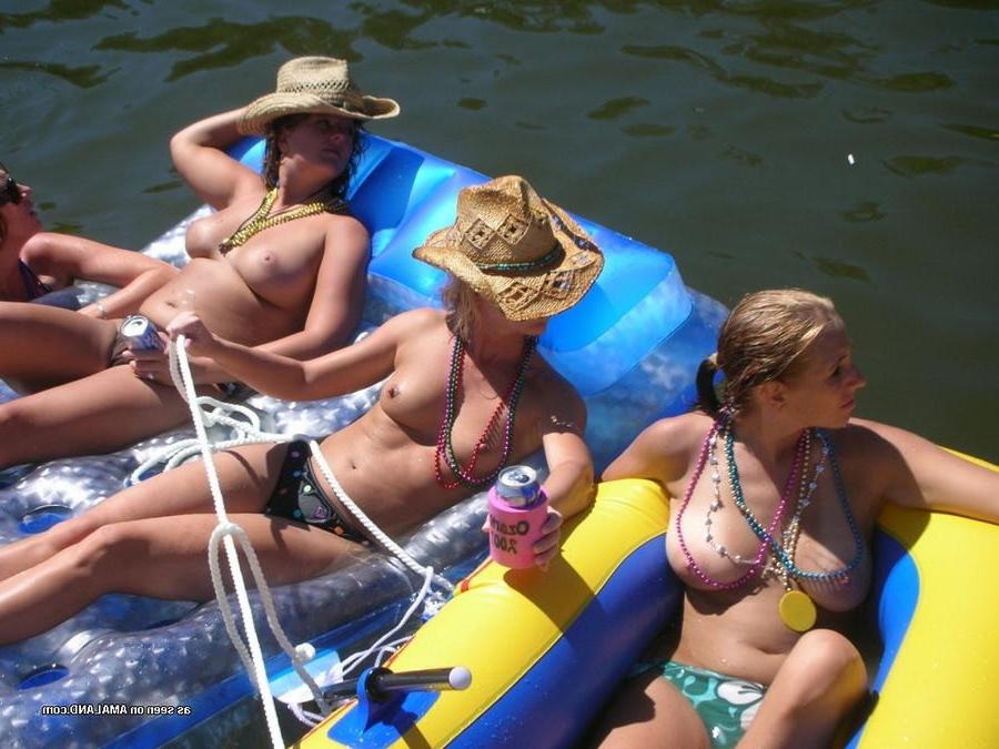 15P Kinky amateur GF nude in public and partying topless on vacation