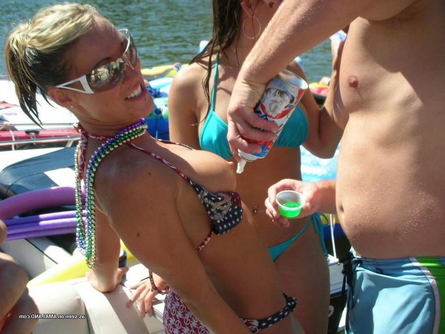 15P Kinky amateur GF nude in public and partying topless on vacation