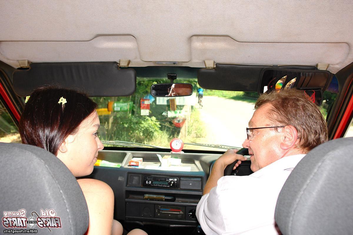 12P Busty teenie girl fucked in a van from an old man