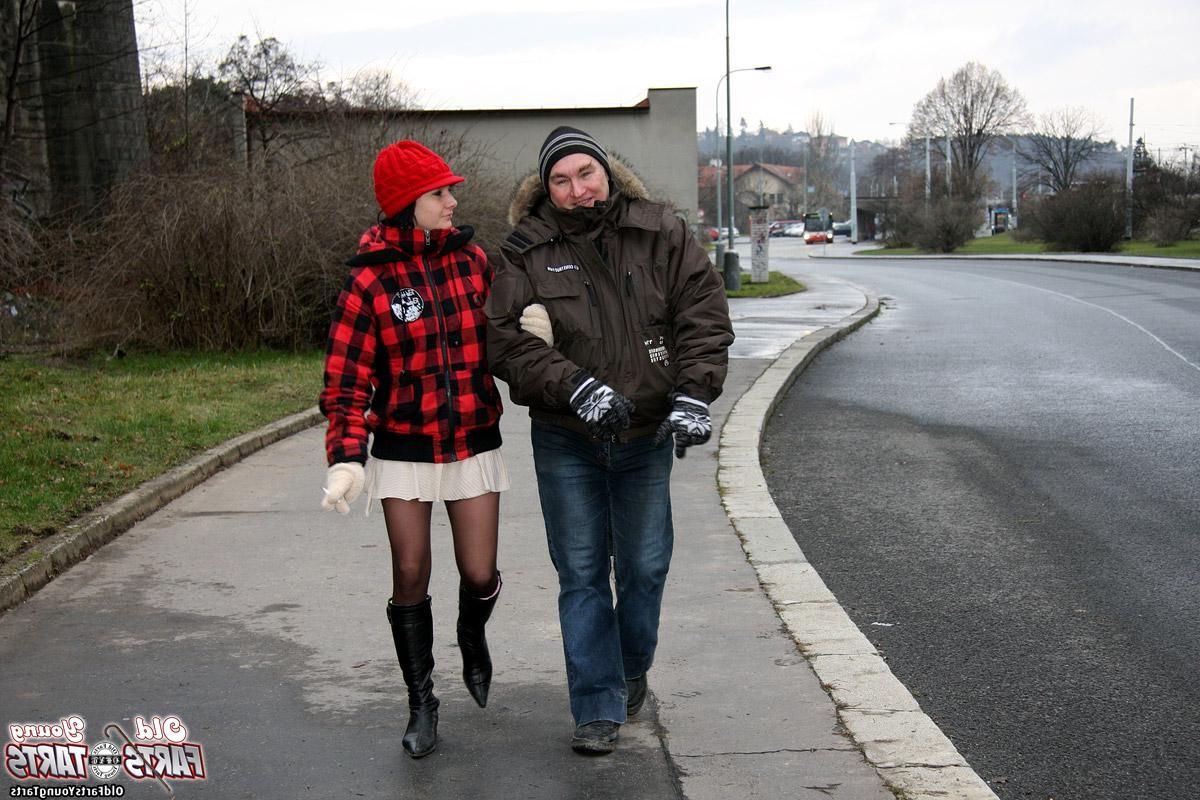 12P Horny old man loves fucking young babes in the public park