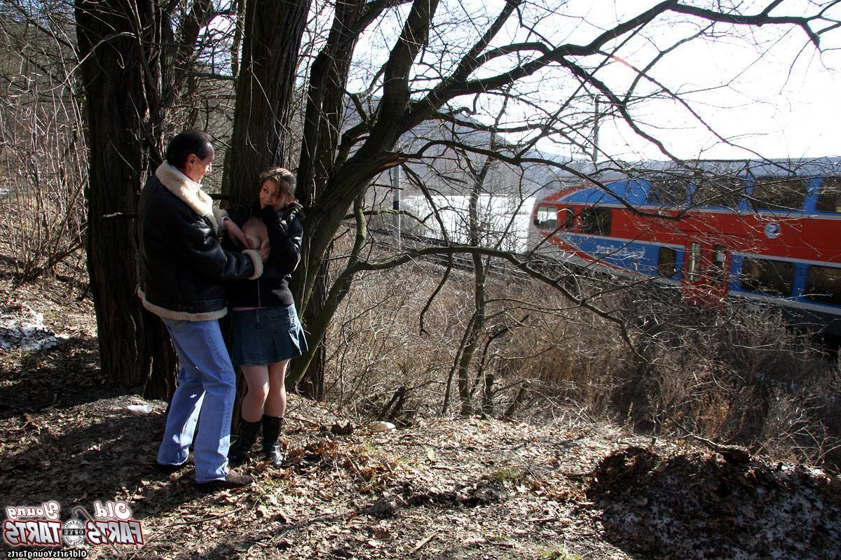 12P Horny girl fucking a really old guy in the forest hardcore