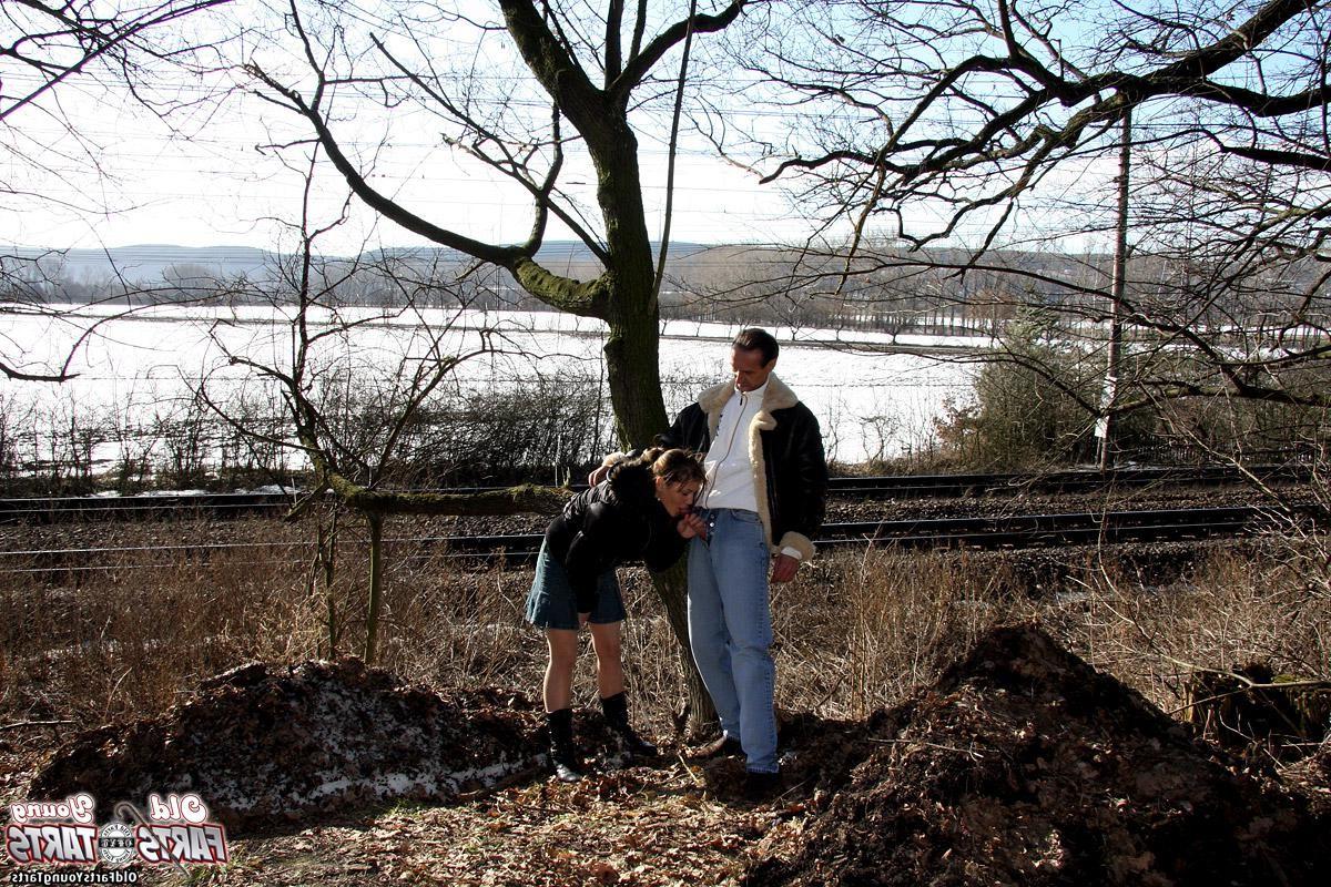 12P Horny girl fucking a really old guy in the forest hardcore