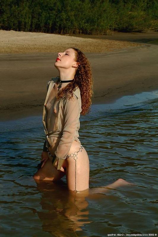 15P Flat chested teen jumps in the pond naked
