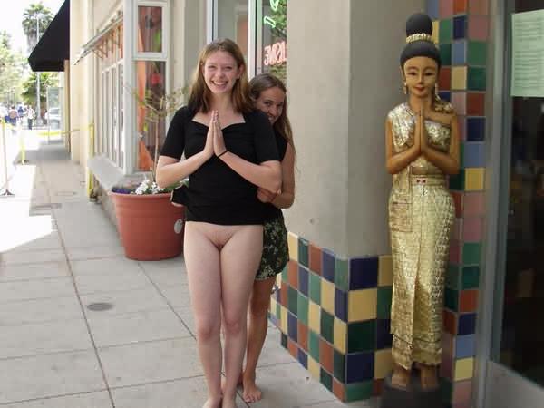 16P Crystal and Angela in a Public Flashing Contest