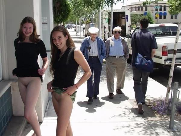16P Crystal and Angela in a Public Flashing Contest