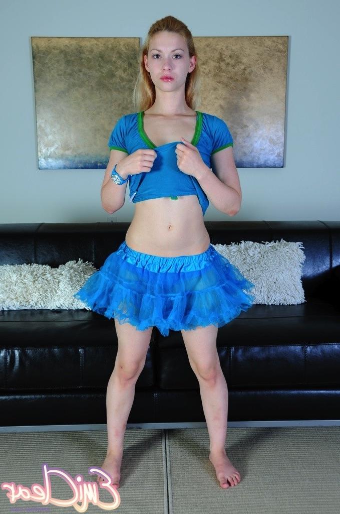 16P Teen with tiny tits in skirt