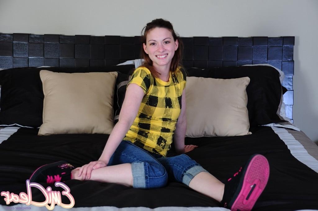 16P Teen with tiny tits strips topless