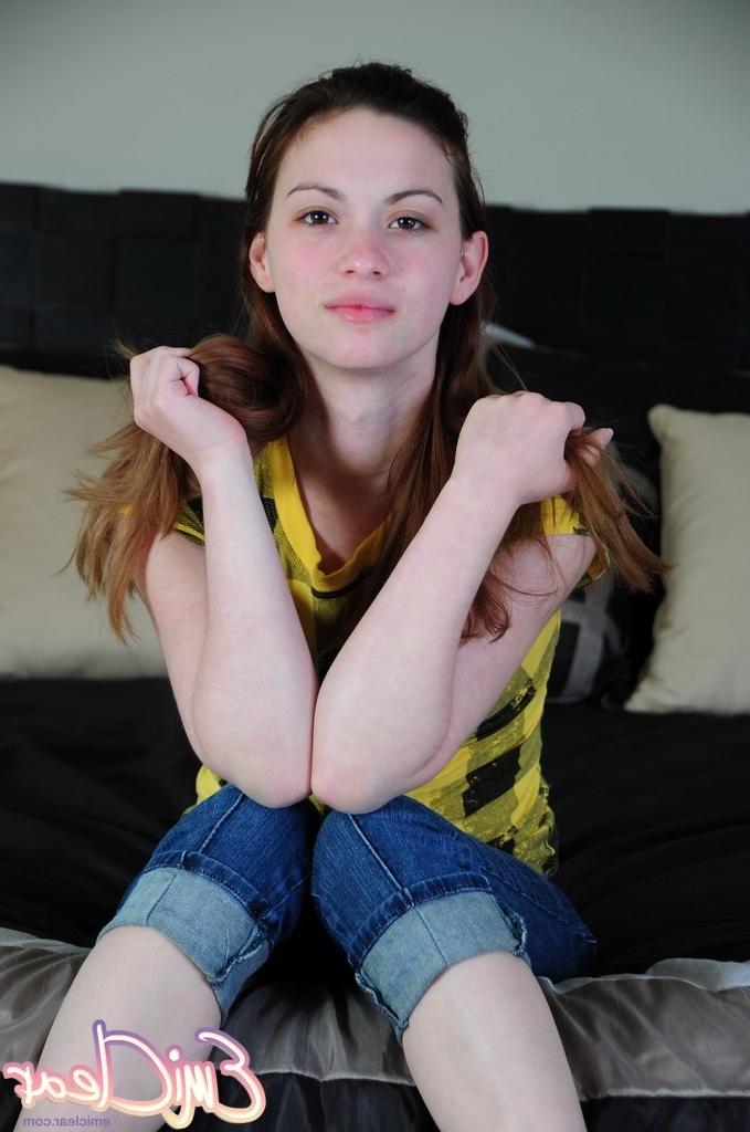 16P Teen with tiny tits strips topless
