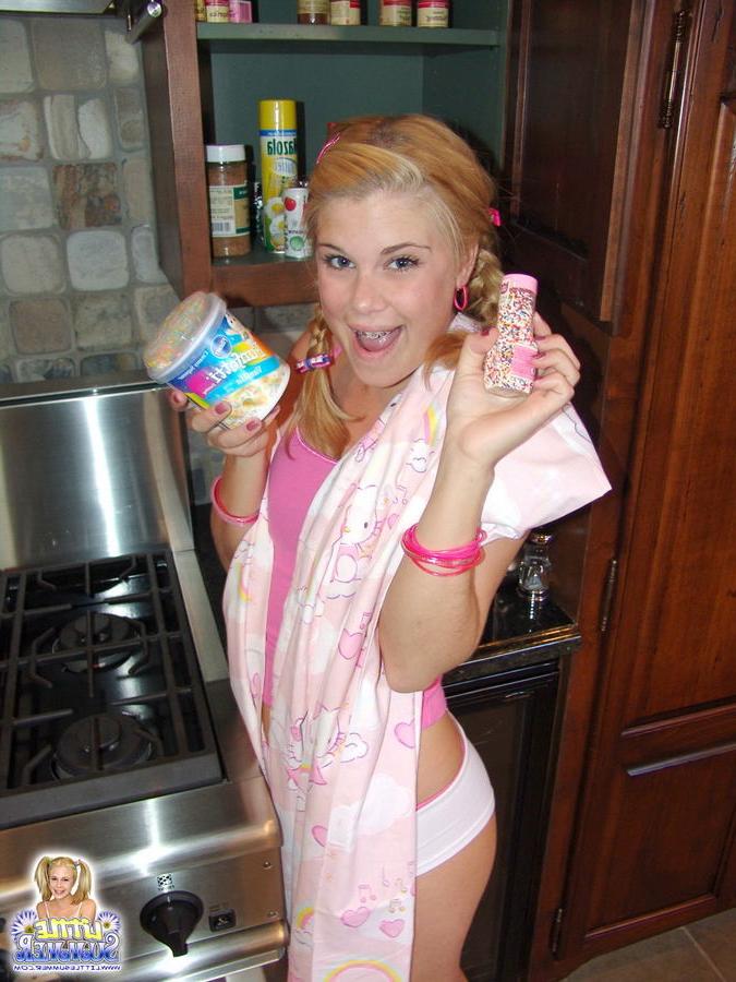 15P Naked eighteen year old gets messy baking a cake