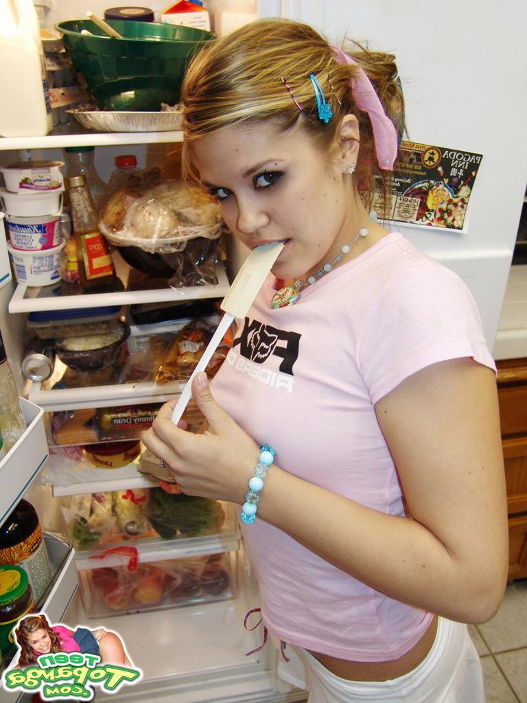 15P Eighteen year old bakes cake and strips in kitchen
