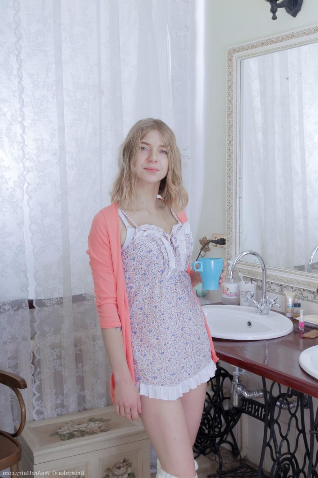 16P Kristinka shows off hairy body after makeup 