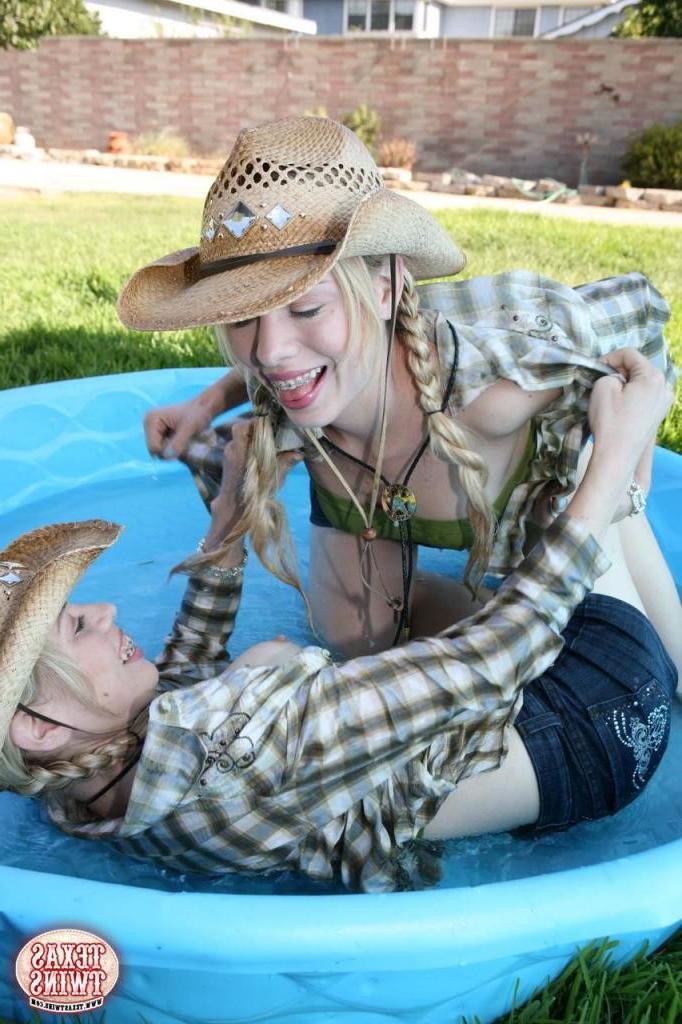 16P Blonde twin sisters in see through panties get wet