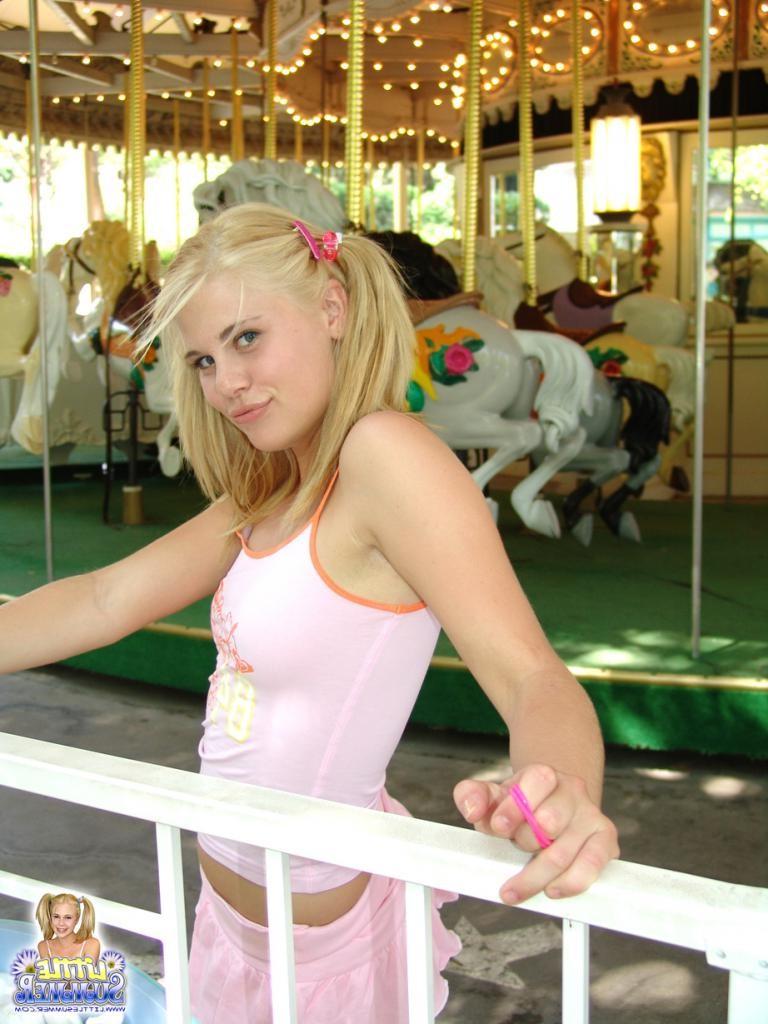 16P A happy playing teen chick outdoors having fun