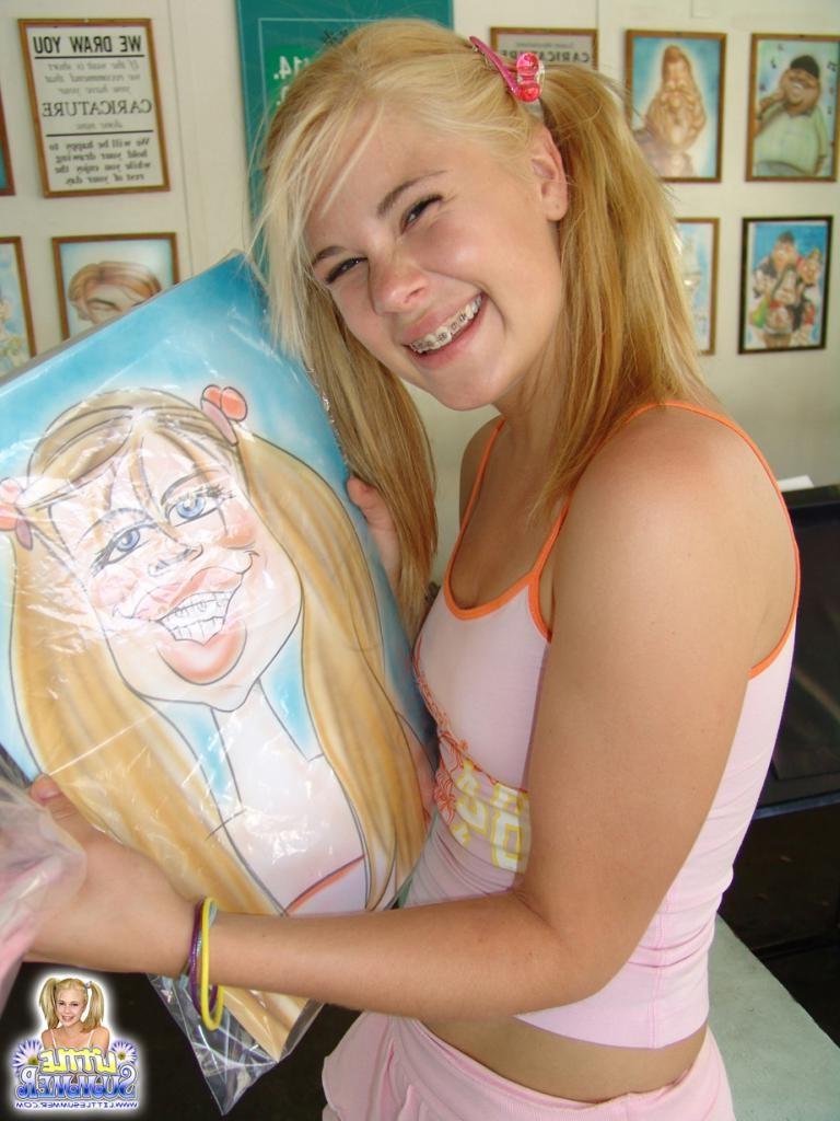 16P A happy playing teen chick outdoors having fun