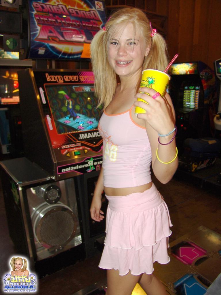 16P A happy playing teen chick outdoors having fun