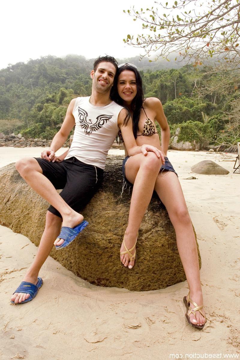 24P Beautiful shemale fucked real straight guy outdoor on the beach
