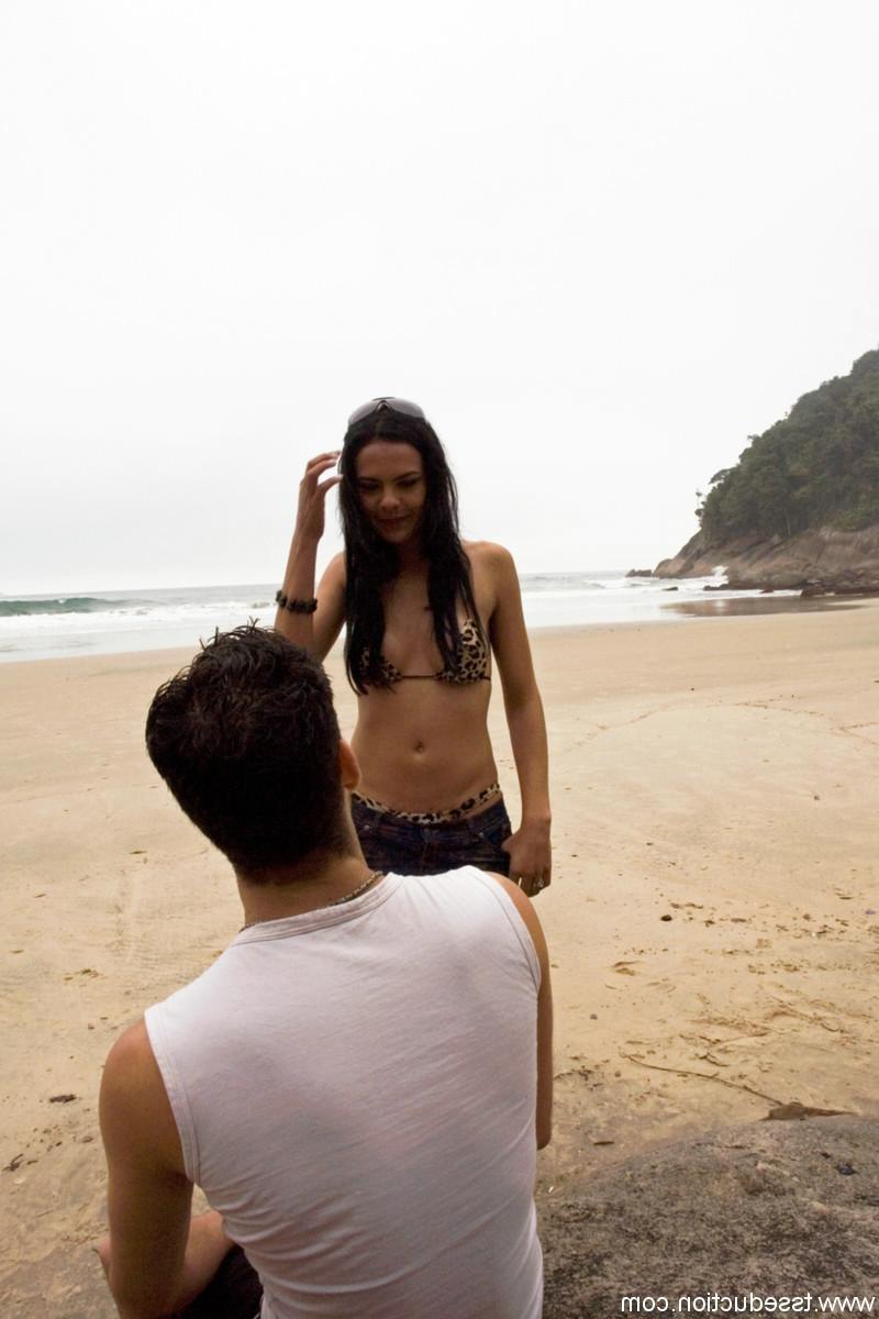 24P Beautiful shemale fucked real straight guy outdoor on the beach
