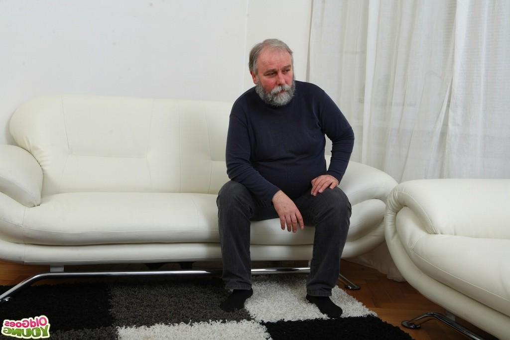 16P Cute blonde babe fucks old bearded guy