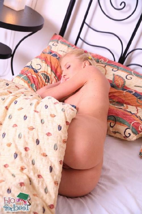 16P Teeny falls asleep naked and the old teacher joins her in bed to fuck
