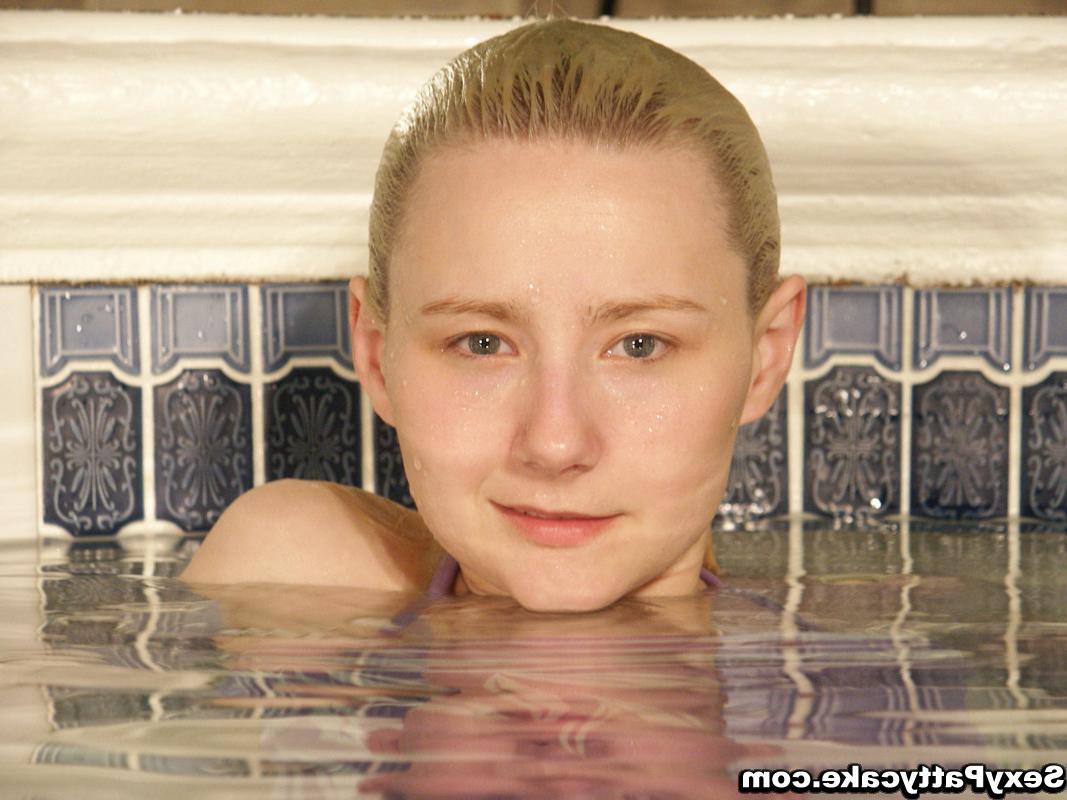 16P Busty blonde patty swims with pool toy
