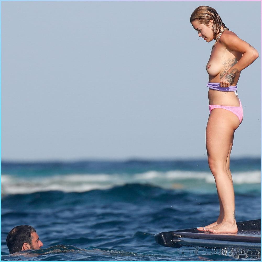 25P Rita Ora Oops Topless Bikini 07-29-2020