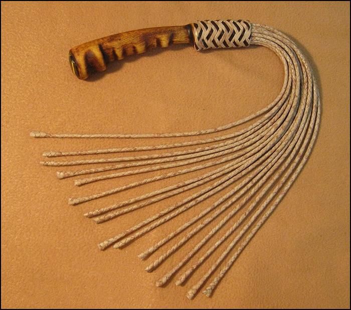 6P Evenki Cat. 12-tail leather braided flogger.