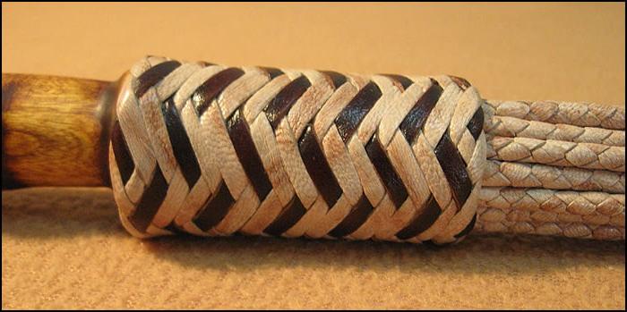 6P Evenki Cat. 12-tail leather braided flogger.