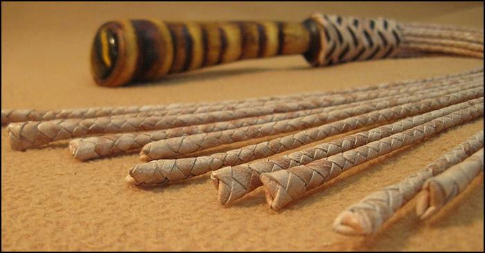 6P Evenki Cat. 12-tail leather braided flogger.