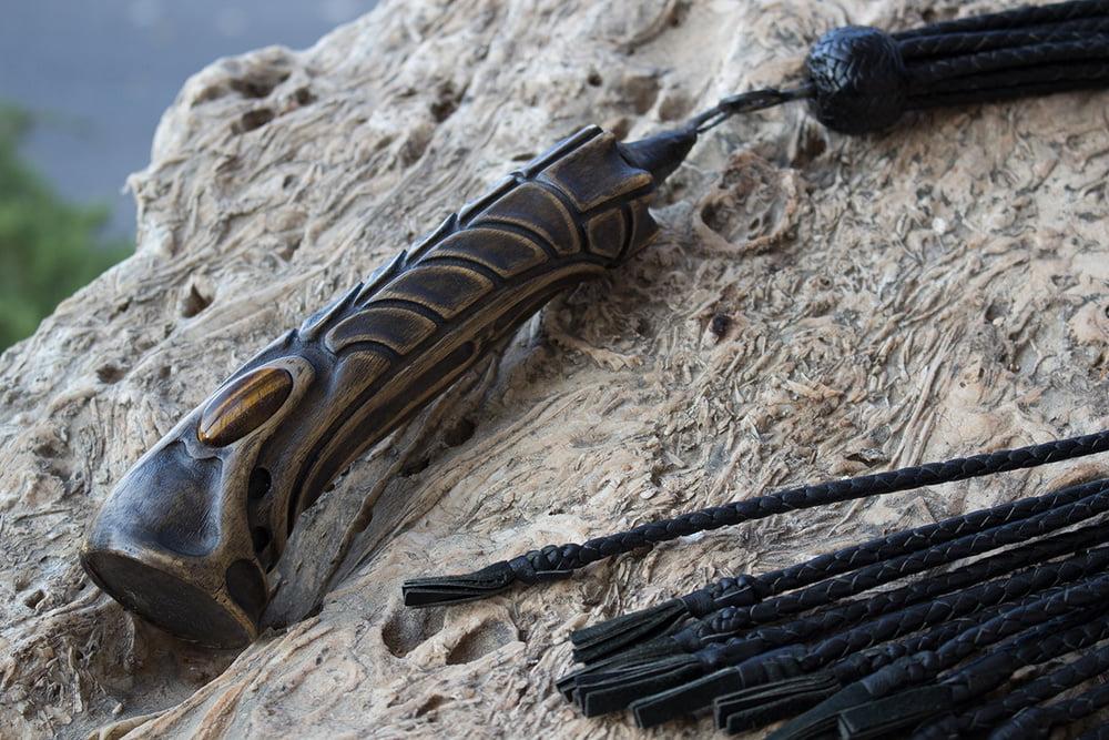 9P Gavial. 12-tail leather braided flogger.