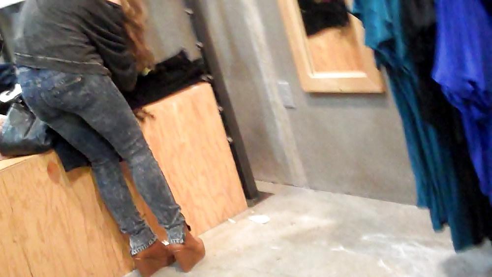 25P Blue jeans stuffed with rear ends ass & butts