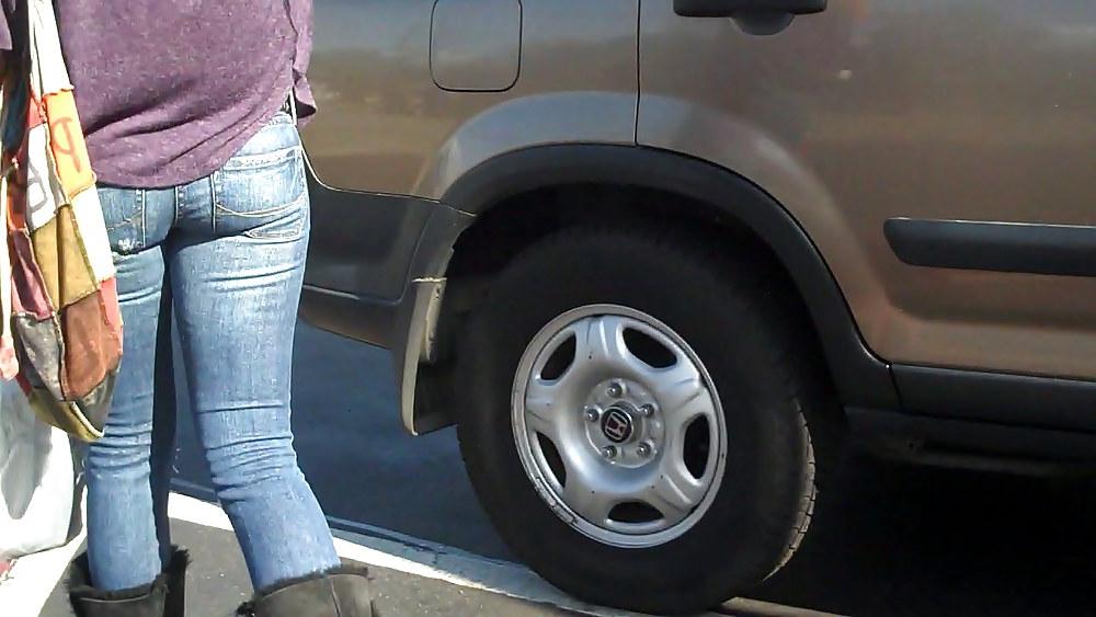 25P Blue jeans stuffed with rear ends ass & butts
