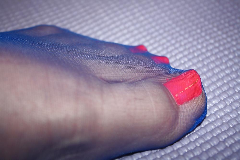 8P Sexy Nylon Feet Toes Blue Pantyhose Very Hot!!
