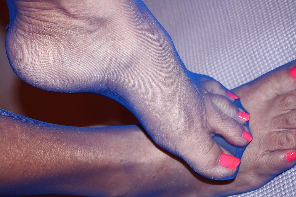 8P Sexy Nylon Feet Toes Blue Pantyhose Very Hot!!