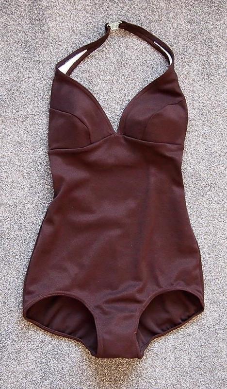 11P 1977 keynote brown fitted swimsuit