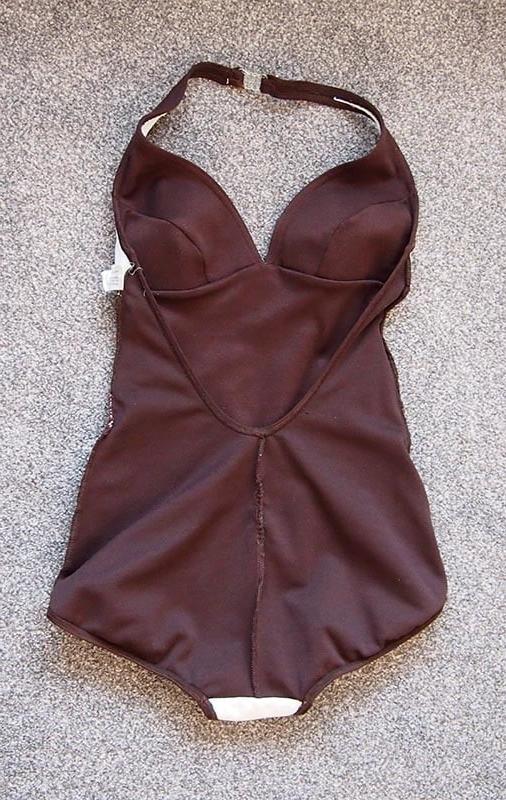 11P 1977 keynote brown fitted swimsuit