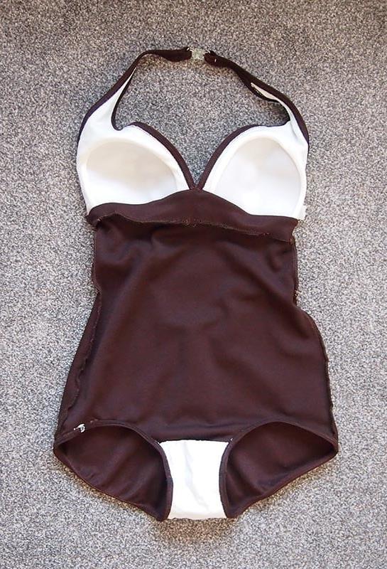 11P 1977 keynote brown fitted swimsuit