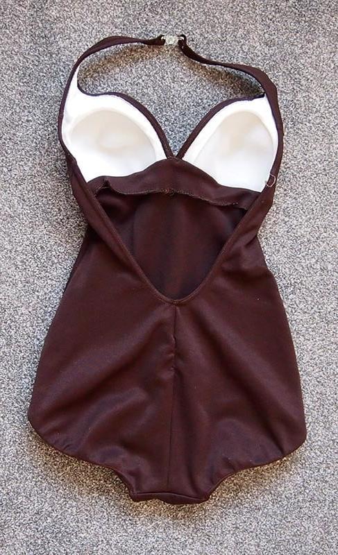 11P 1977 keynote brown fitted swimsuit