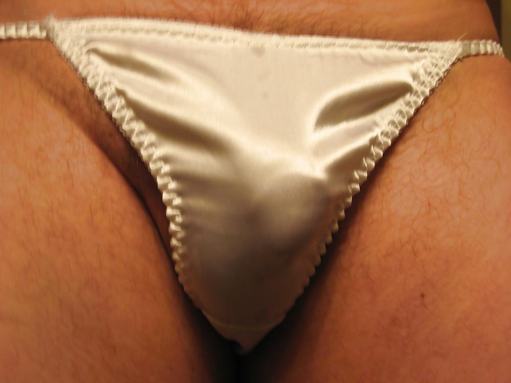 10P White and blue satin panties
