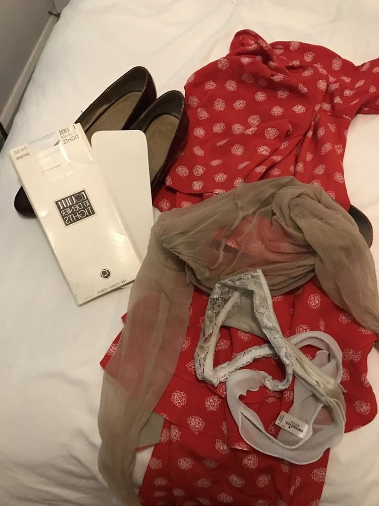 8P New vintage dress and vintage sheer 10 denier tights