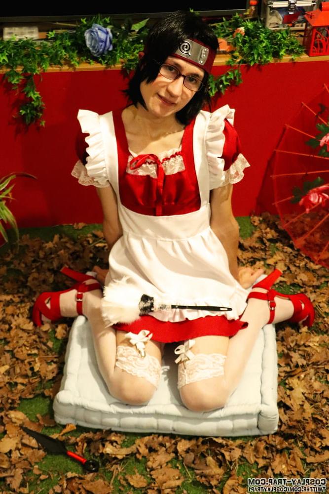 10P Sarada red maid crossdress cosplay